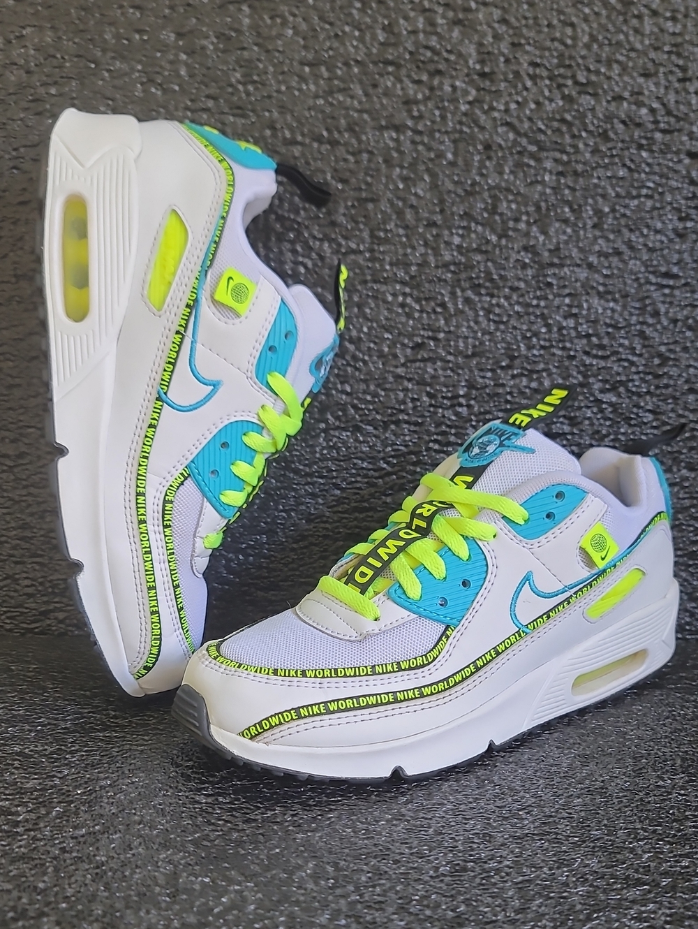 Nike Air Max 90 SE 🔥🔥 'Worldwide Pack-Blue Fury Volt' Wmns 6.5 Fast Shipping